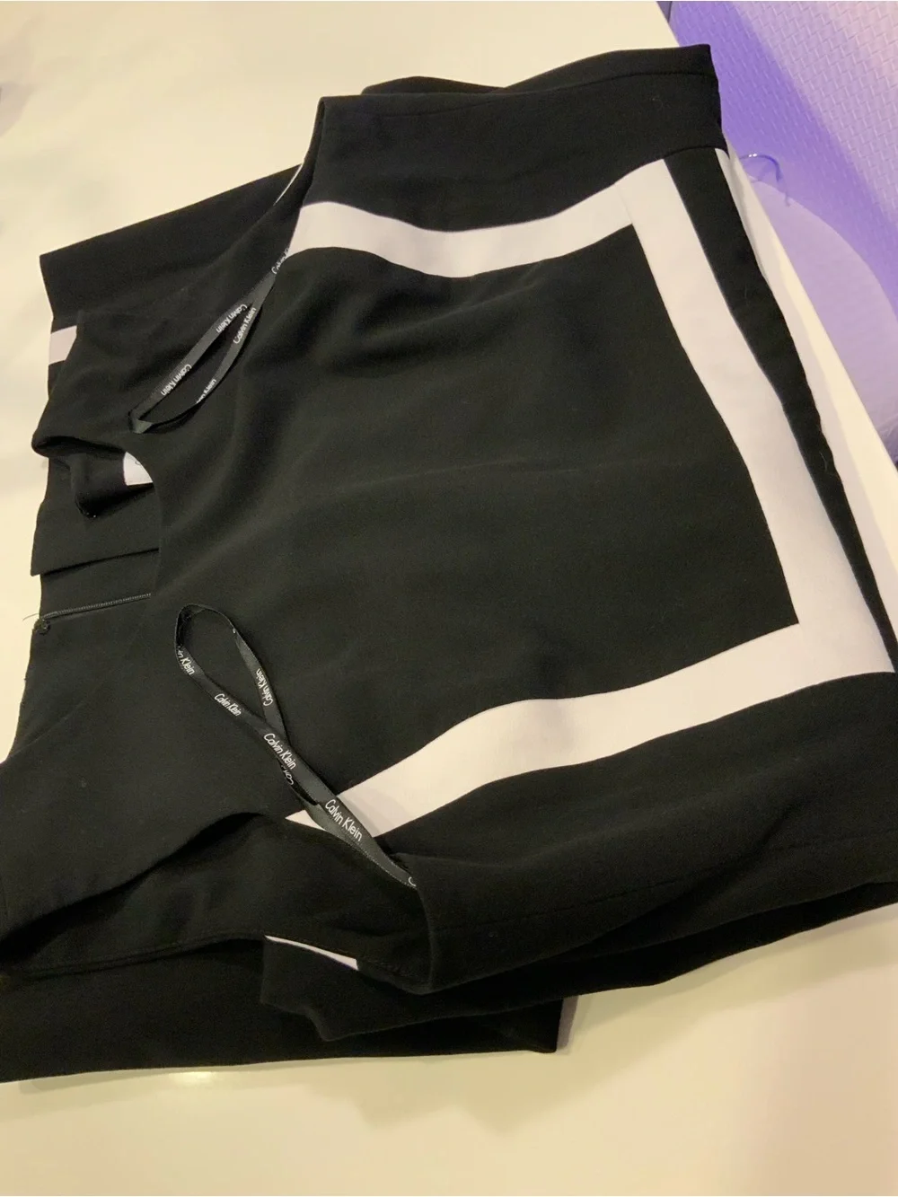 Calvin Klein Black Sheath Dress with White Contrast Panels